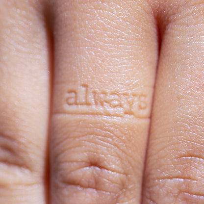 'always' impression on a finger from Inner Message ring